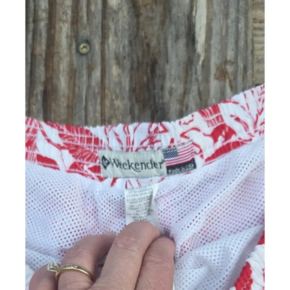 Weekender Swin Shorts 3XL Red white Hawaiian flower Swim Trunks